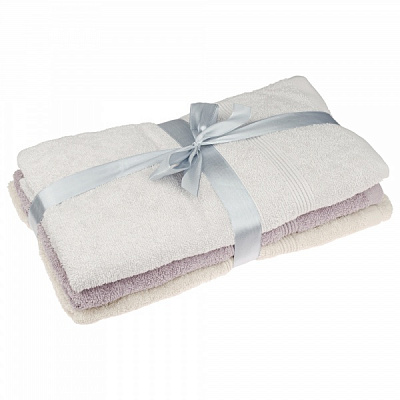 Набор полотенец махровых 3 шт. 50x90 см серый/ кремовый/ лиловый Homeline 