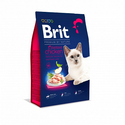 Корм сухой Brit Premium STERILISED с курицей 8 кг