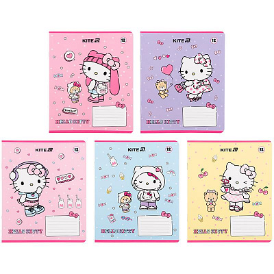 Тетрадь школьная 12 лист. клетка Hello Kitty-1 KITE