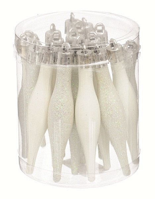 Набір новорічних прикрас Бурулька біла B-791558 9,5 см 18 шт./уп.