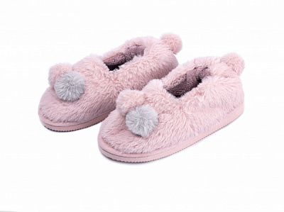 Тапочки детские для девочки Twins HS-LUX чешки меховые с декором р.30/31 пудровый 