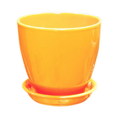 Горшок цветочный Ориана-Запорожкерамика Кедр №3 глянцевый 1.6 л желтый 