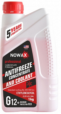 Антифриз Nowax концентрат G12 (NX01009) -38 °С 1кг червоний