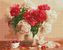 Алмазная мозаика Красно-белые пионы и вишни 40x50 см DBS8082 Brushme 
