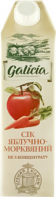 Сок Galicia Яблочно-морковный неосветлённый пастеризованный 1л (4820151001376) 