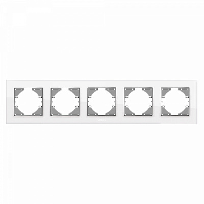 Рамка пятиместная Videx Binera горизонтальная белое стекло VF-BNFRG5H-W