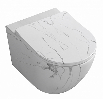 Унитаз подвесной ScandiSPA MARBLE WHITE TORNADO, сиденье Duroplast SLIM soft-close