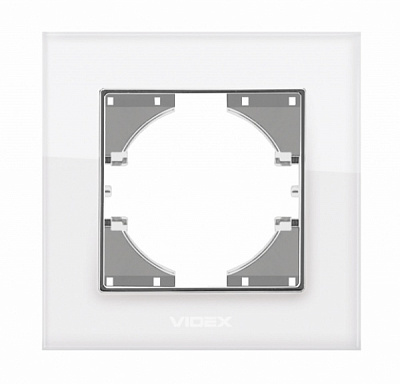 Рамка одноместная Videx Binera горизонтальная белое стекло VF-BNFRG1H-W