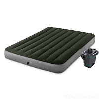 Кровать надувная Intex 64779 203х152 см зелено-серый