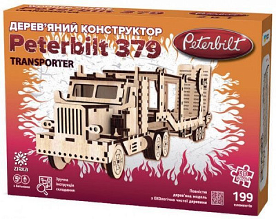 Деревянный 3D-конструктор Зірка Peterbilt + автовоз