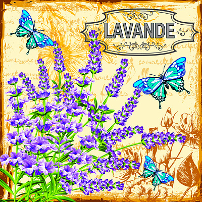 Салфетки столовые Luxy Бабочки в лаванде 33х33 см бежевый с фиолетовым 18 шт.