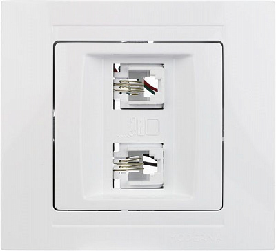 Розетка телефонная двойная Gunsan Moderna белый MD 29 11 121