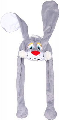 Шапочка карнавальна Зайчик з вишивкою 52 см сірий