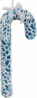 Елочная игрушка Посох синий в кружеве 18 см 