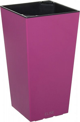 Горщик пластиковий Plastkon ELISE глянцевий квадратний 14,4л фуксія