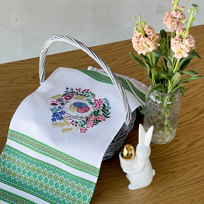 Рушник великодній Горлиця 31x80 см Едельвіка білий/зелений