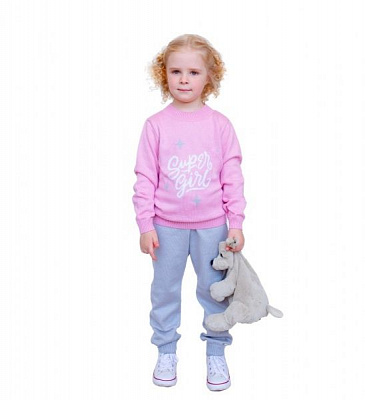 Костюм детский ART KNIT Super girl р.122-128 серый с розовым 138 