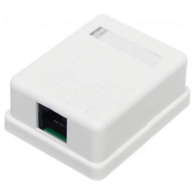Розетка комп’ютерна 1xRJ 45 кат. 5E на липучці білий 6-0206