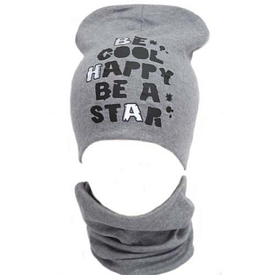 Комплект шапка + снуд для хлопчика Kraft+ 330-Т р.52-54 сірий