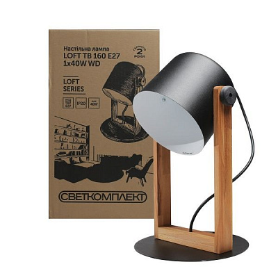 Настольная лампа Светкомплект LOFT TB 160 1x40 Вт E27 черный/дерево 