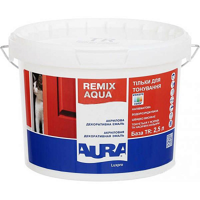 Эмаль акриловая Aura® Luxpro Remix Aqua 30 TR база под тонировку полумат 2,5л