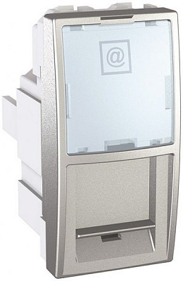 Розетка компьютерная неэкранированная Schneider Electric Unica 1М RJ45(КАТ 5Е) UTP серый MGU3.410.30