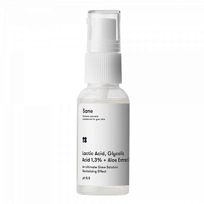 Сироватка Sane з молочною та гліколевою кислотою + екстракт алое 3% 30 мл