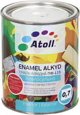 Эмаль Atoll алкидная ПФ-115 серебряный глянец 0,6кг