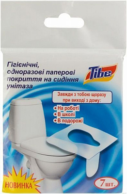 Накладки одноразовые на сиденье унитаза одноразовые накладки на унитаз TIBE однослойная 7 шт.