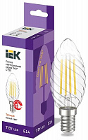 Лампа светодиодная IEK FIL BW35 7 Вт E14 3000 К 220 В прозрачная 