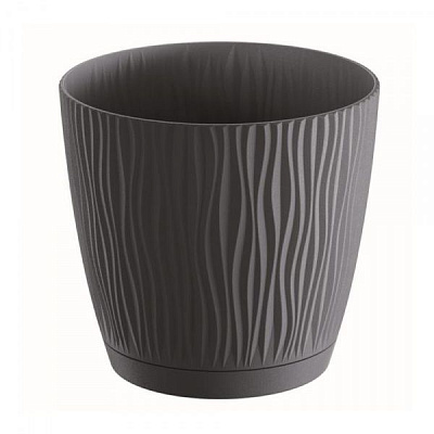 Горшок для цветов Prosperplast SANDY 170 мм с подставкой круглый 4,43л антрацит (26774-433) 