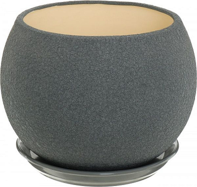 Горшок керамический Ориана-Запорожкерамика Шар шелк металлик круглый 9л серый (037-0-129) 