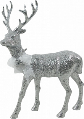 Декоративна фігура Decormaker Design олень з бантиком срібний 30 см