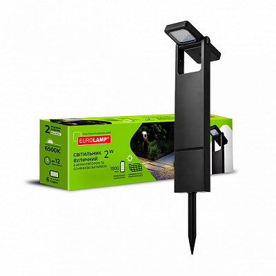Світильник на сонячній батареї Eurolamp 2 Вт IP54 чорний LED-2W/6500K(S2)