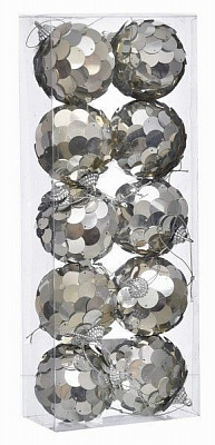 Набор шариков с серебристыми пайетками B-713499 d60 мм 10 шт./уп. 