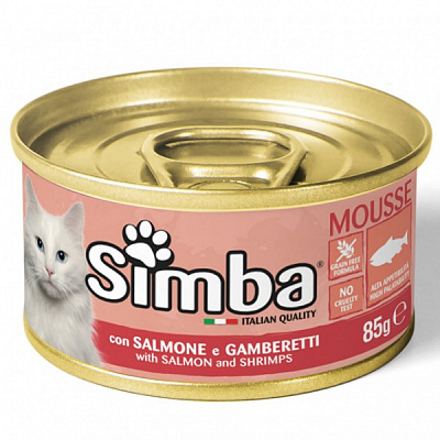 Консерва для дорослих котів SIMBA. з лососсем та креветкою 85 г