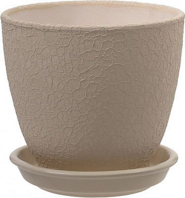 Горщик керамічний Оріана-Запоріжкераміка Кедр №2 шовк круглий 2,2л капучино (019-2-119)