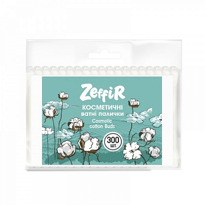 Ватные палочки ZEFFIR 300 шт. (мягкая)