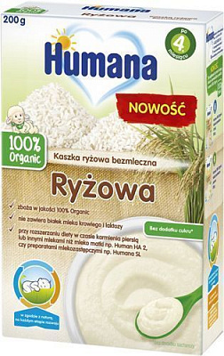 Каша безмолочная Humana от 6 месяцев Оrganic рисова 4031244775665 200 г 