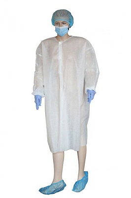 Халат из спанбонда на кнопках 25 г/кв. м р. XXXL рост универсальный белый
