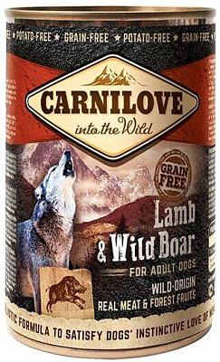 Консерва Carnilove для собак, ягненок и кабан, ж/б, 400 г