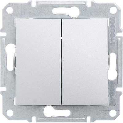 Перемикач прохідний двоклавішний Schneider Electric Sedna без підсвітки 10 А 250В IP20 алюміній SDN0600160