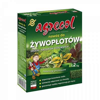 Удобрение гранулированное Agrecol для живоплотов и других декоративных деревьев, кустов NPK 9-8-12 1,2 кг