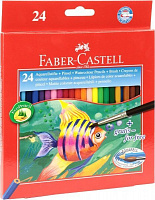 Олівці кольорові акварельні з пензликом Faber-Castell 24 шт.