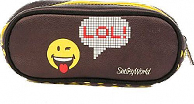 Пенал косметичка LOL Smiley коричневий із малюнком