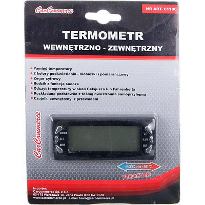 Термометр автомобильный с часами BT-17