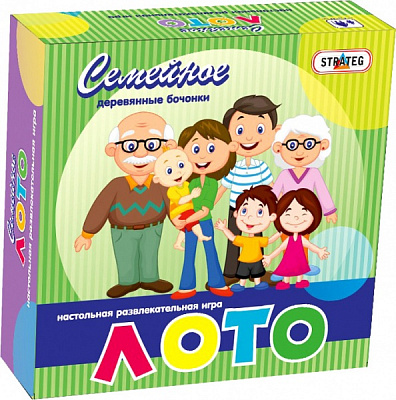 Гра настільна Strateg Лото Сімейне з дерев'яними бочонками
