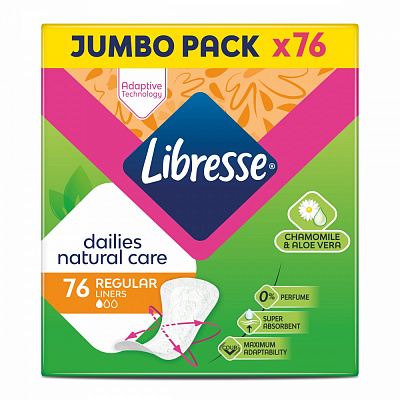 Прокладки ежедневные Libresse Натуральная забота 76 шт.