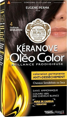 Крем-краска для волос Keranove Oleo Color №4 шатен 125 мл