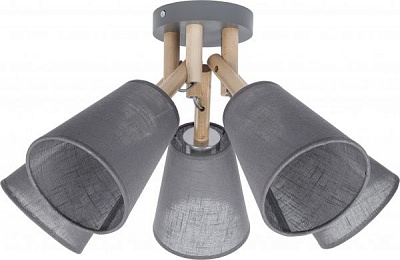 Люстра стельова TK Lighting Vaio 5x60 Вт E27 сірий/дерево 659